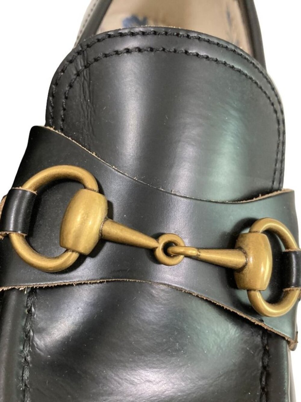 Gucci Lug Sole Bee Embroidery Horsebit Loafers 37 Black - Picture 7 of 12